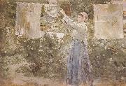 Berthe Morisot The woman Air dress oil painting